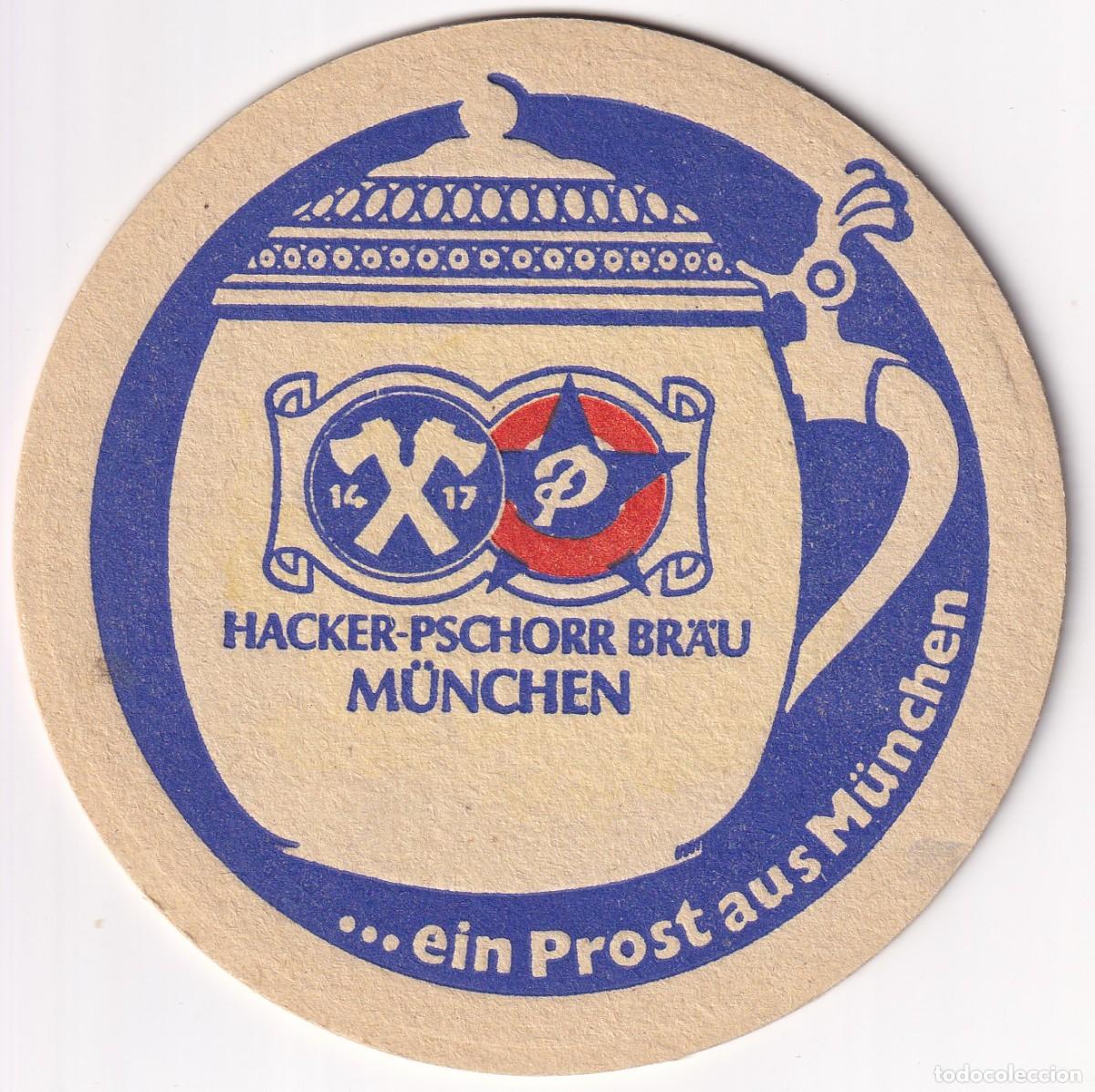 Coleccionismo de cervezas: Antiguo posavasos - Hacker-Pschorr Br&auml;u - M&uuml;nchen