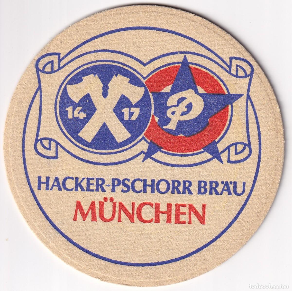 Coleccionismo de cervezas: Antiguo posavasos - Hacker-Pschorr Br&auml;u - M&uuml;nchen - Foto 2