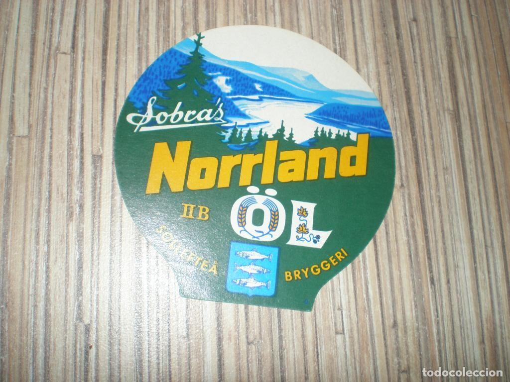 Coleccionismo de cervezas: ETIQUETA CERVEZA - Norrland beere 1960s Sollefte&aring; Bryggeri, Suecia, pegamento