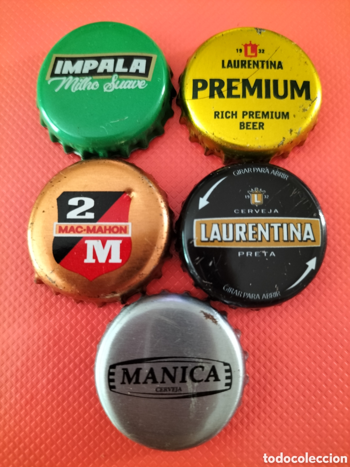 Coleccionismo de cervezas: LOTE 5 CHAPAS TAPON CORONA CERVEZA - MOZAMBIQUE