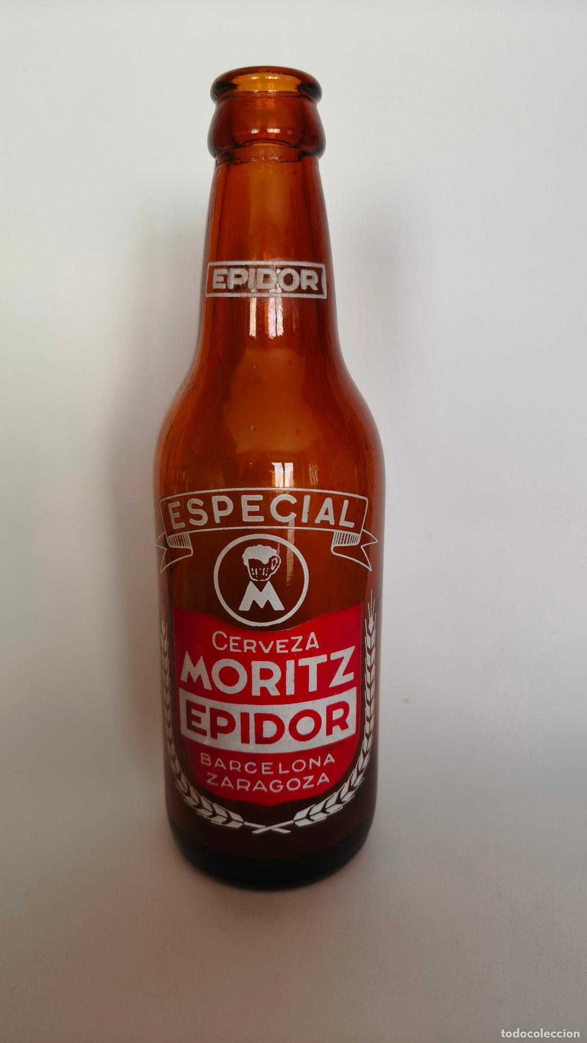 Coleccionismo de cervezas: BOTELLA CERVEZA *MORITZ EPIDOR* ESPECIAL, BARCELONA-ZARAGOZA, TERCIO, CON HOMBROS