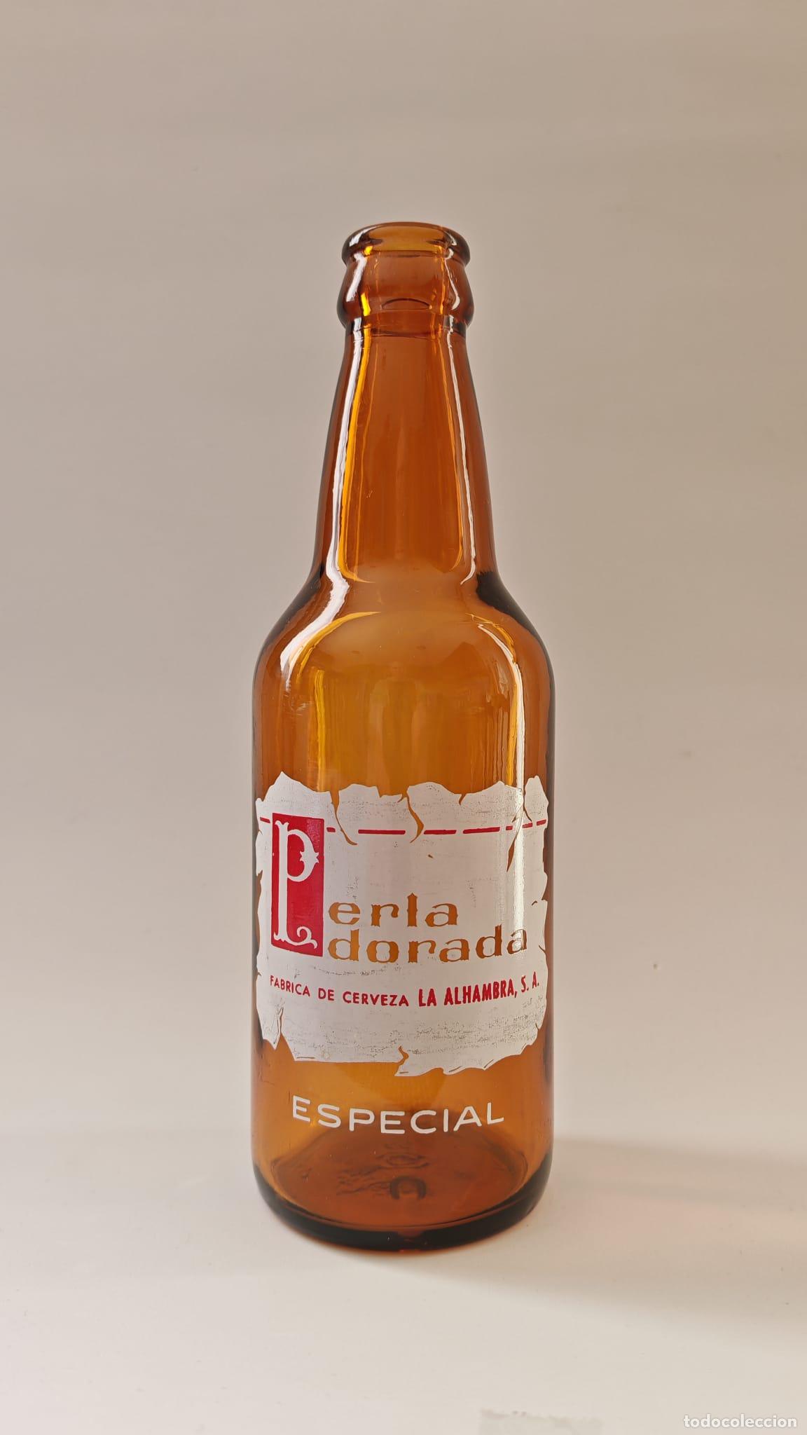 Coleccionismo de cervezas: BOTELLA CERVEZA *PERLA DORADA* ESPECIAL, TERCIO, CERVEZAS ALHAMBRA-GRANADA
