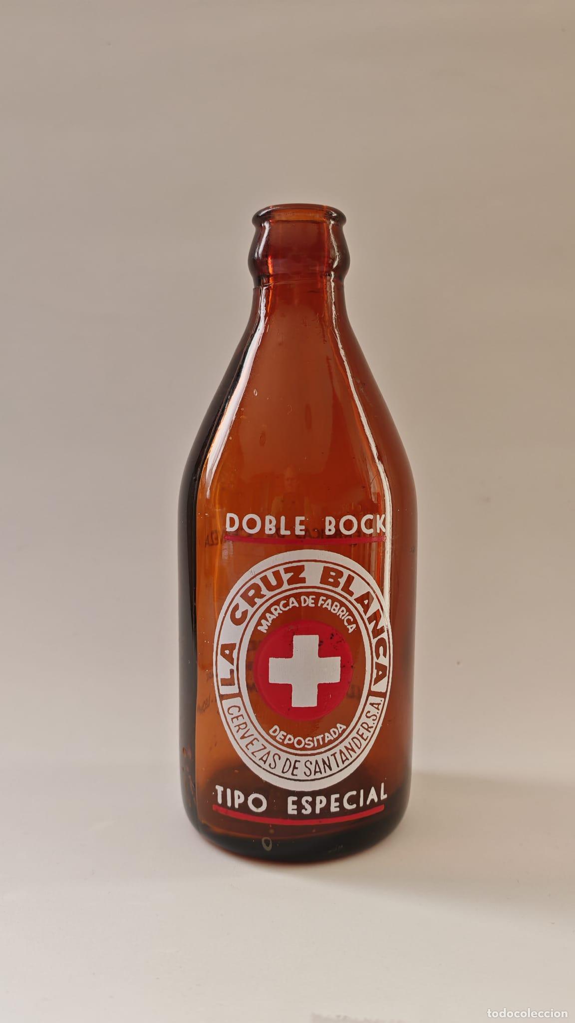 Coleccionismo de cervezas: BOTELLA CERVEZA *LA CRUZ BLANCA* DOBLE BOCK- TIPO ESPECIAL, TERCIO, CERVEZAS DE SANTANDER