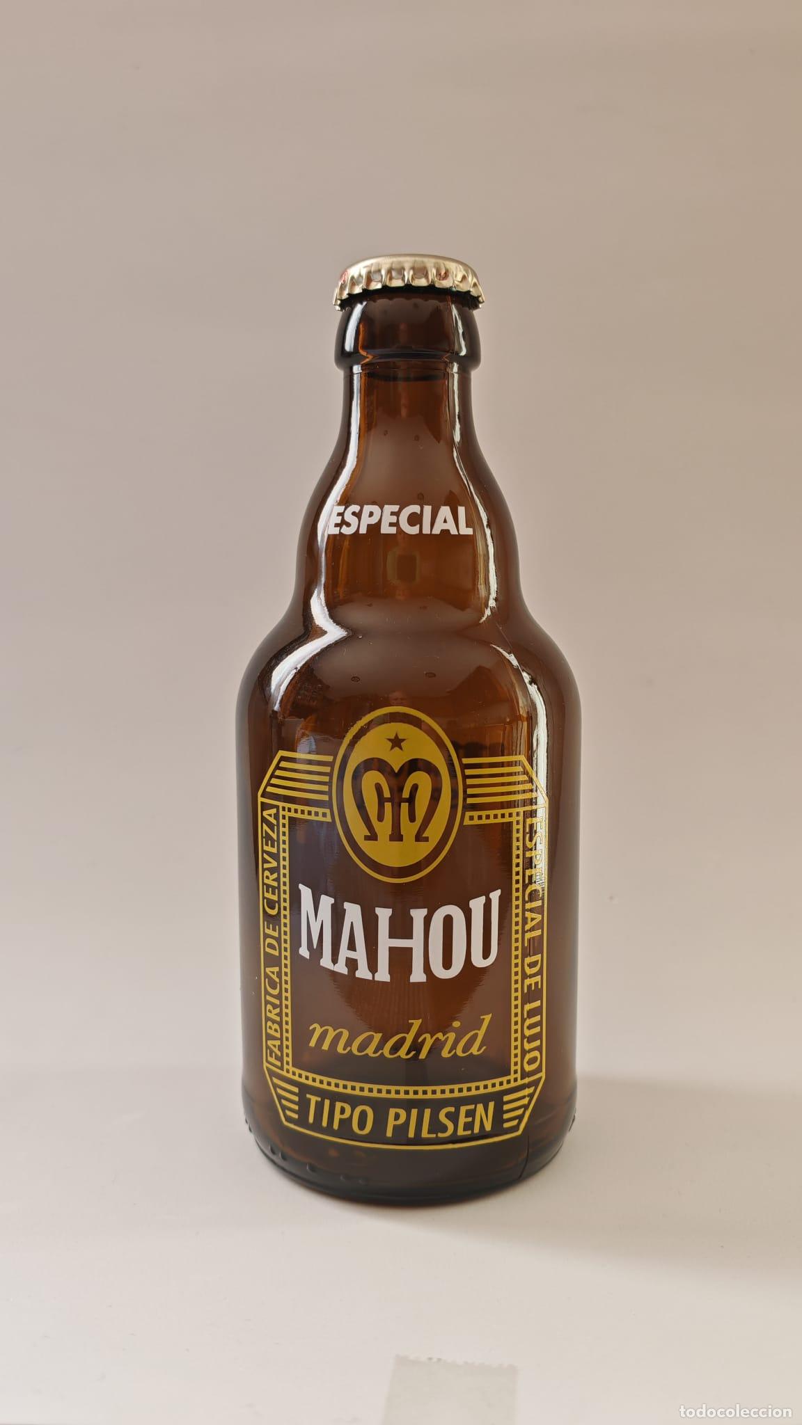 Coleccionismo de cervezas: BOTELLA CERVEZA *MAHOU* TIPO PILSEN, 33 CL. SERIGRAF&Iacute;A AMARILLA, MADRID - R&Eacute;PLICA