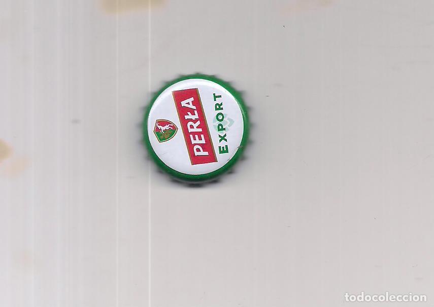 Coleccionismo de cervezas: 1 chapa de polonia Perla color blanco y verde