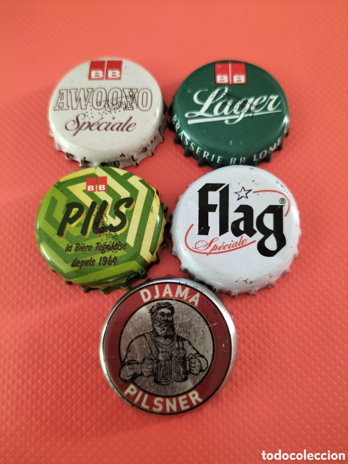 Coleccionismo de cervezas: LOTE 5 CHAPAS TAPON CORONA CERVEZA - TOGO