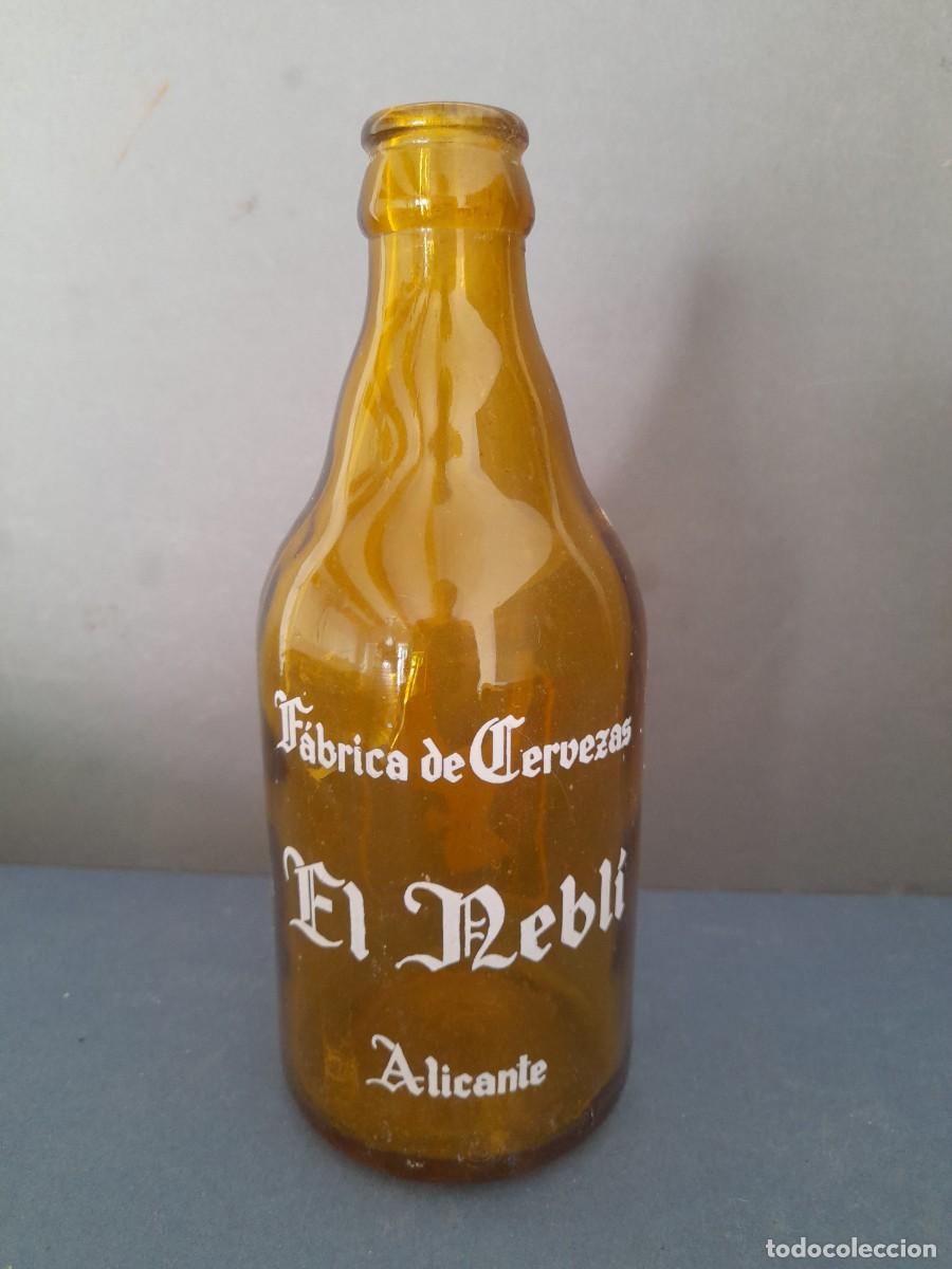 Coleccionismo de cervezas: Antigua botella el nebli, especial, alicante, 17cm aprox