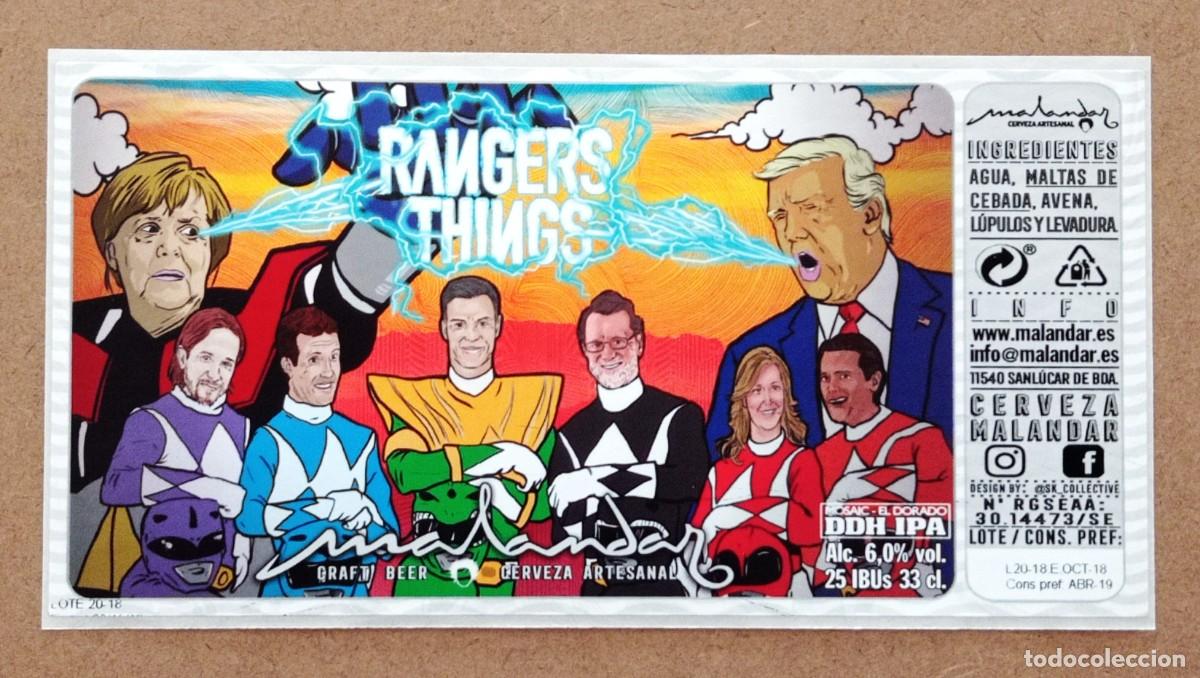 Coleccionismo de cervezas: ETIQUETA NUEVA DE CERVEZA RANGERS THINGS DE MALANDAR (ESPA&Ntilde;A)