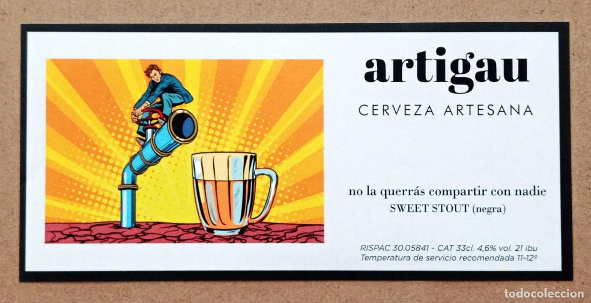Coleccionismo de cervezas: ETIQUETA NUEVA DE CERVEZA SWEET STOUT (NEGRA) DE ARTIGAU (ESPA&Ntilde;A)