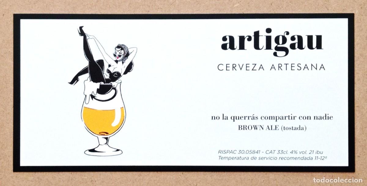 Coleccionismo de cervezas: ETIQUETA NUEVA DE CERVEZA BROWN ALE (TOSTADA) DE ARTIGAU (ESPA&Ntilde;A)