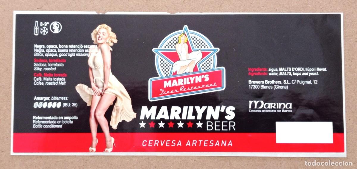 Coleccionismo de cervezas: ETIQUETA NUEVA DE CERVEZA MARILYN'S ''TOSTADA'' DE MARINA (ESPA&Ntilde;A)