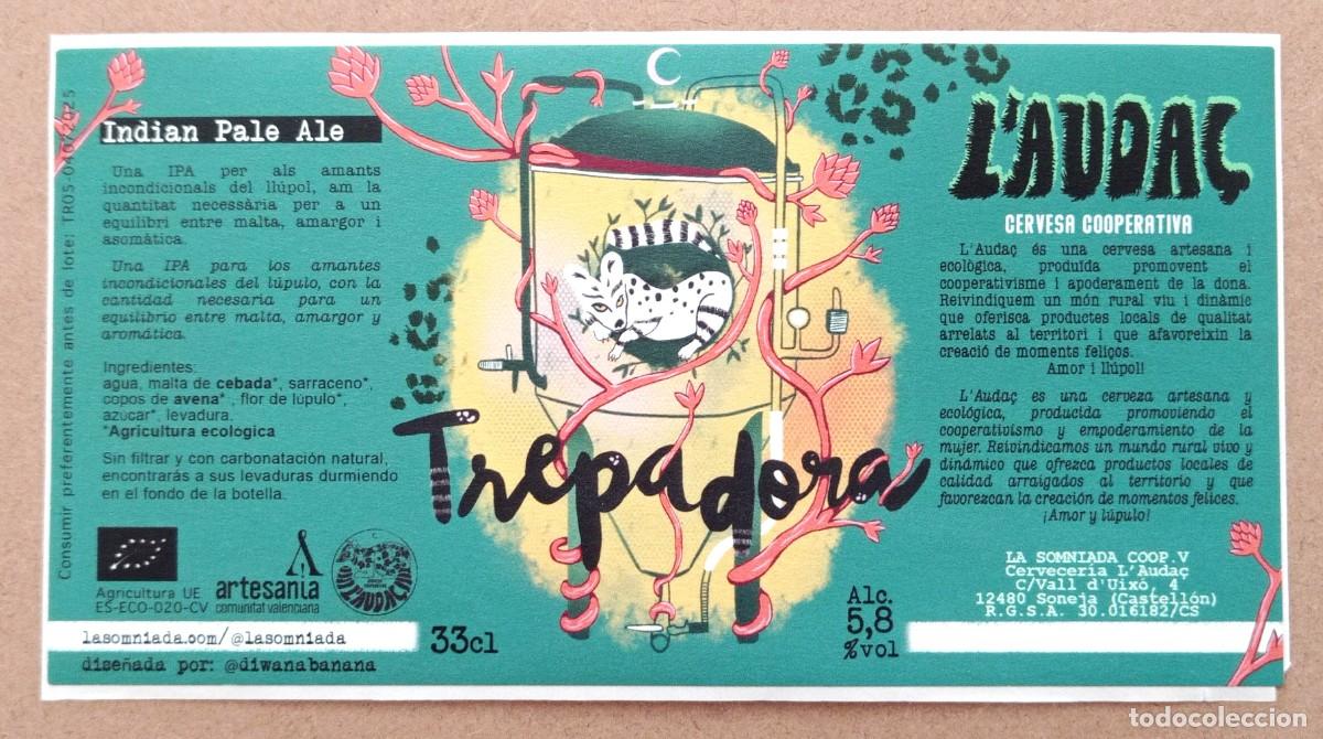 Coleccionismo de cervezas: ETIQUETA NUEVA DE CERVEZA TREPADORA ''INDIAN PALE ALE'' DE L'AUDA&Ccedil; (ESPA&Ntilde;A)