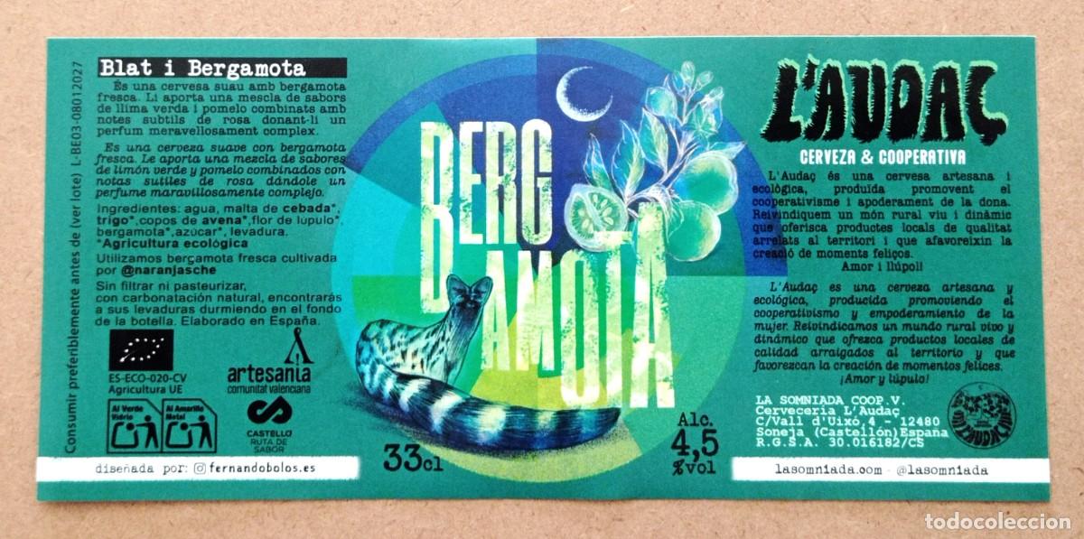 Coleccionismo de cervezas: ETIQUETA NUEVA DE CERVEZA BERGAMOTA DE L'AUDA&Ccedil; (ESPA&Ntilde;A)