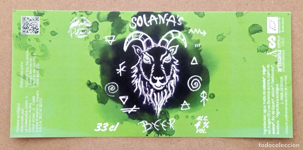 Coleccionismo de cervezas: ETIQUETA NUEVA DE CERVEZA SOLANA'S DE L'AUDA&Ccedil; (ESPA&Ntilde;A)