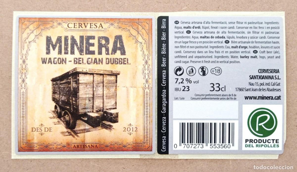 Coleccionismo de cervezas: ETIQUETA NUEVA DE CERVEZA WAGON ''BELGIAN DUBBEL'' DE MINERA (ESPA&Ntilde;A)