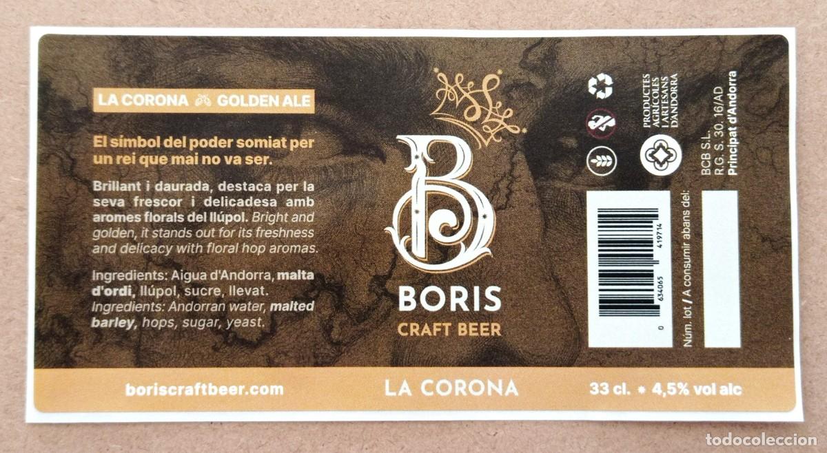 Coleccionismo de cervezas: ETIQUETA NUEVA DE CERVEZA LA CORONA ''GOLDEN ALE'' DE BORIS (PRINCIPADO DE ANDORRA)