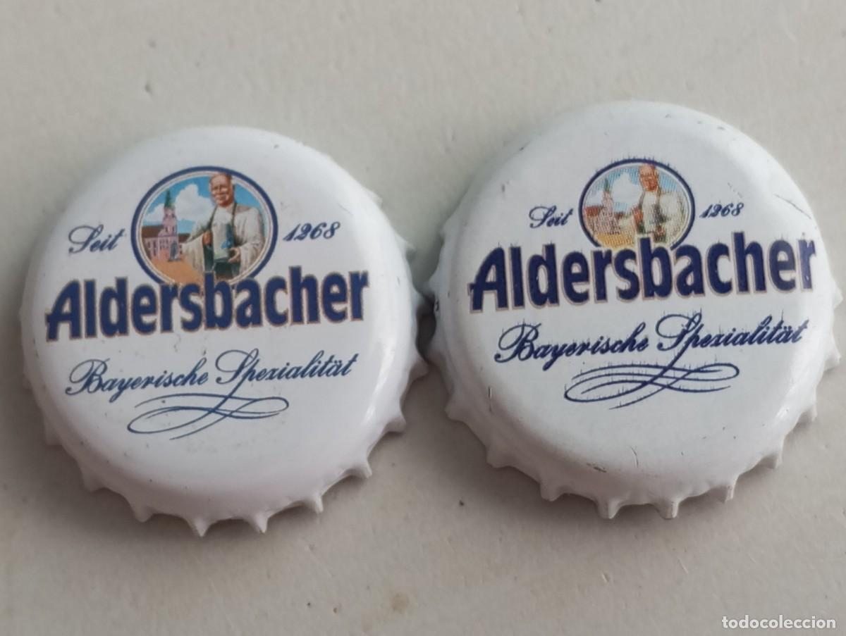 Coleccionismo de cervezas: Lote 2 chapas tap&oacute;n corona DIFERENTES cerveza alemana ALDERSBACHER BAYERISCHE SPEZIALIT&Auml;T SEIT 1268