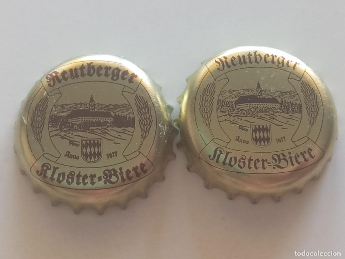 Coleccionismo de cervezas: Lote de 2 chapas tap&oacute;n corona DIFERENTES de la cerveza alemana REUTBERGER KLOSTER-BIERE ANNO 1677
