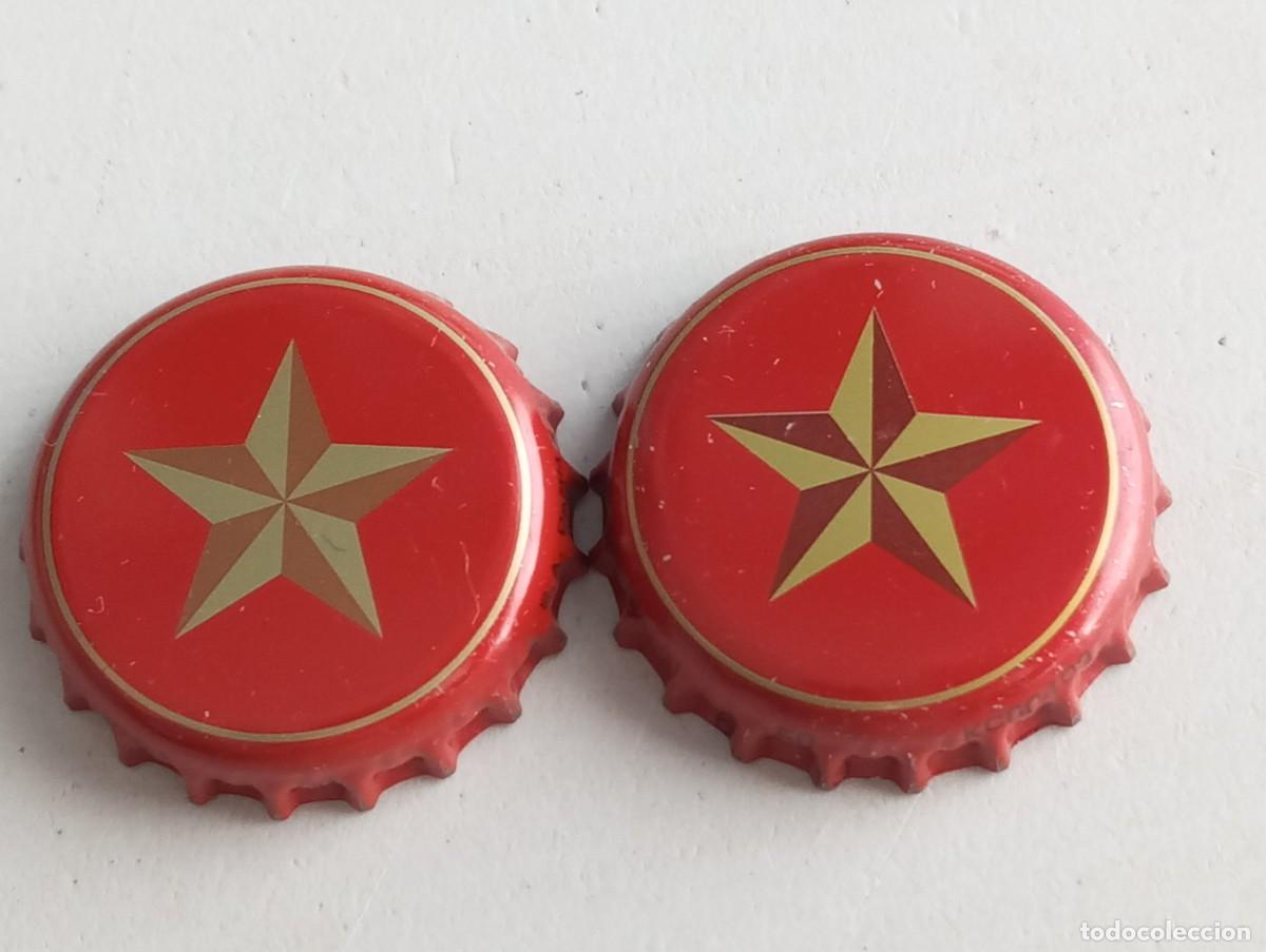 Coleccionismo de cervezas: Lote de 2 chapas tap&oacute;n corona DIFERENTES de la cerveza espa&ntilde;ola ESTRELLA DEL SUR