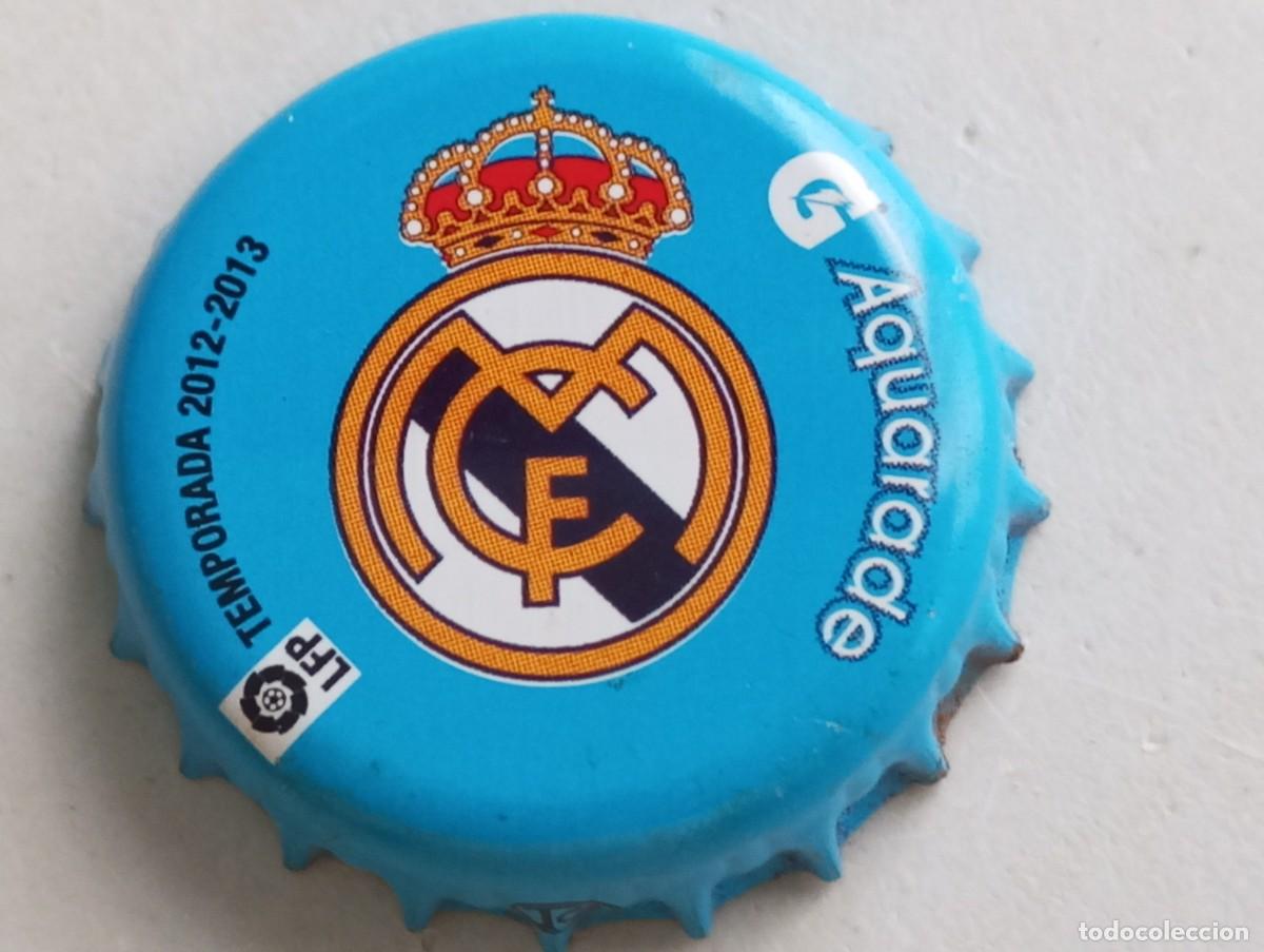 Coleccionismo de cervezas: Chapa tap&oacute;n corona de la bebida espa&ntilde;ola AQUARADE (LIGA 2012-2013 - REAL MADRID)