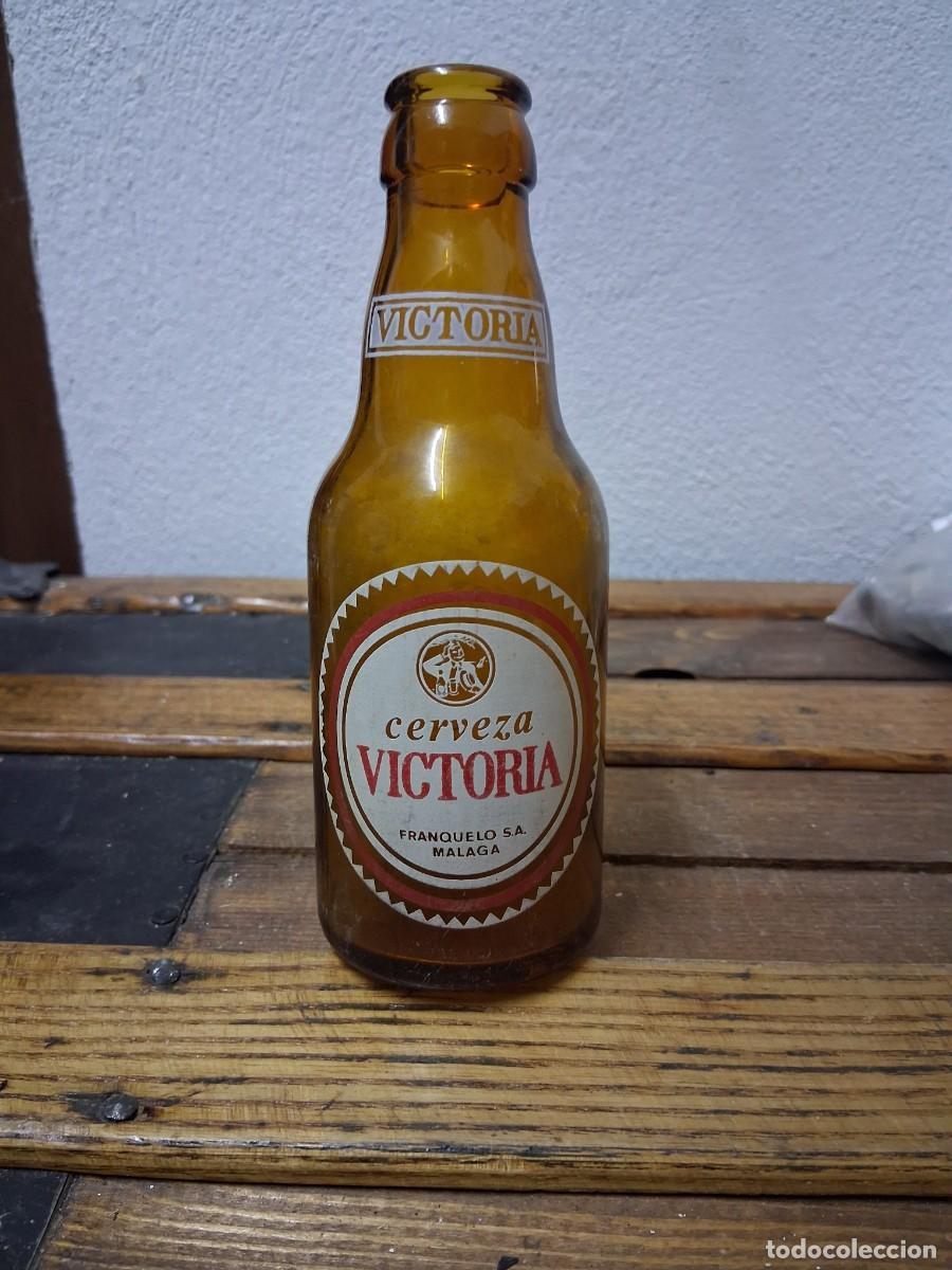 Coleccionismo de cervezas: Botella de cerveza Victoria Franquelo M&aacute;laga quinto