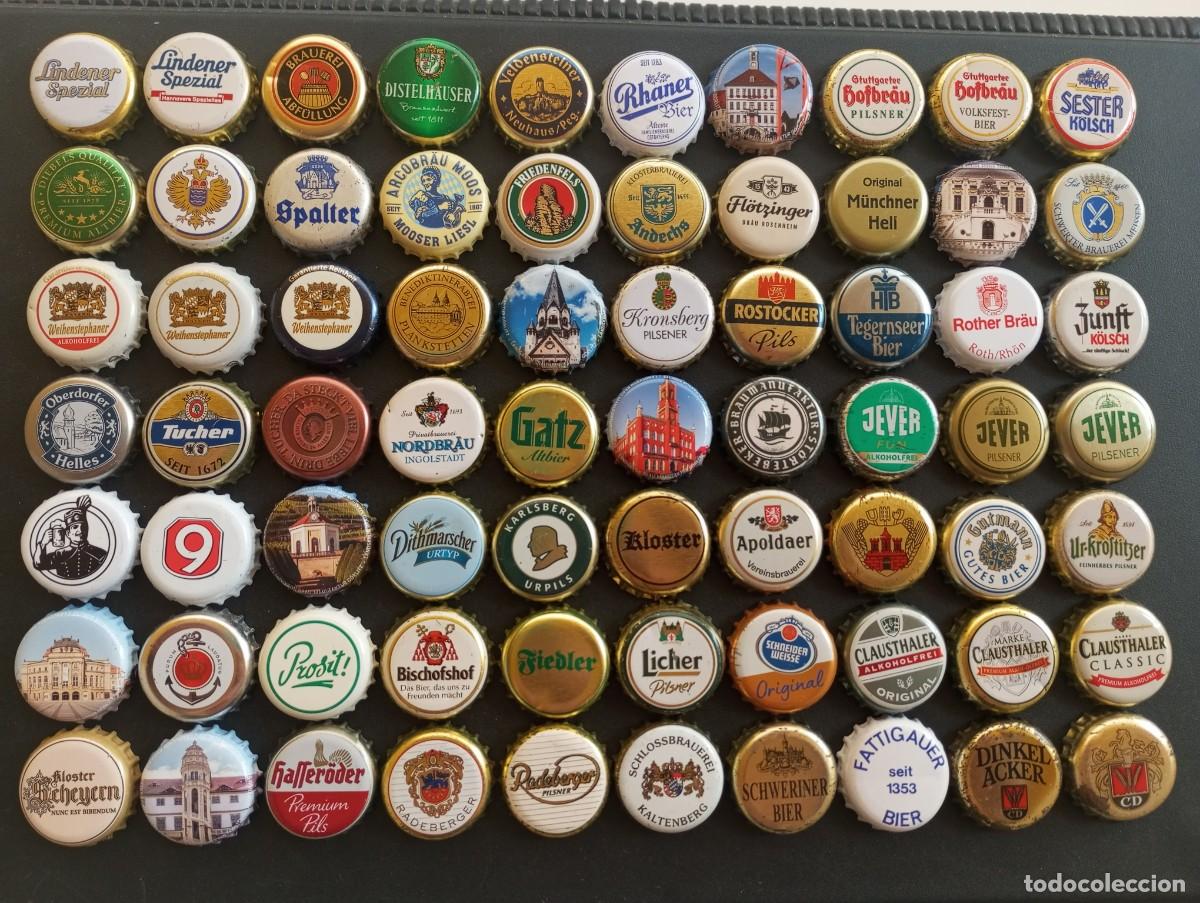 Coleccionismo de cervezas: Lote surtido de 70 chapas tap&oacute;n corona DIFERENTES de cervezas alemanas (ALEMANIA - 6)