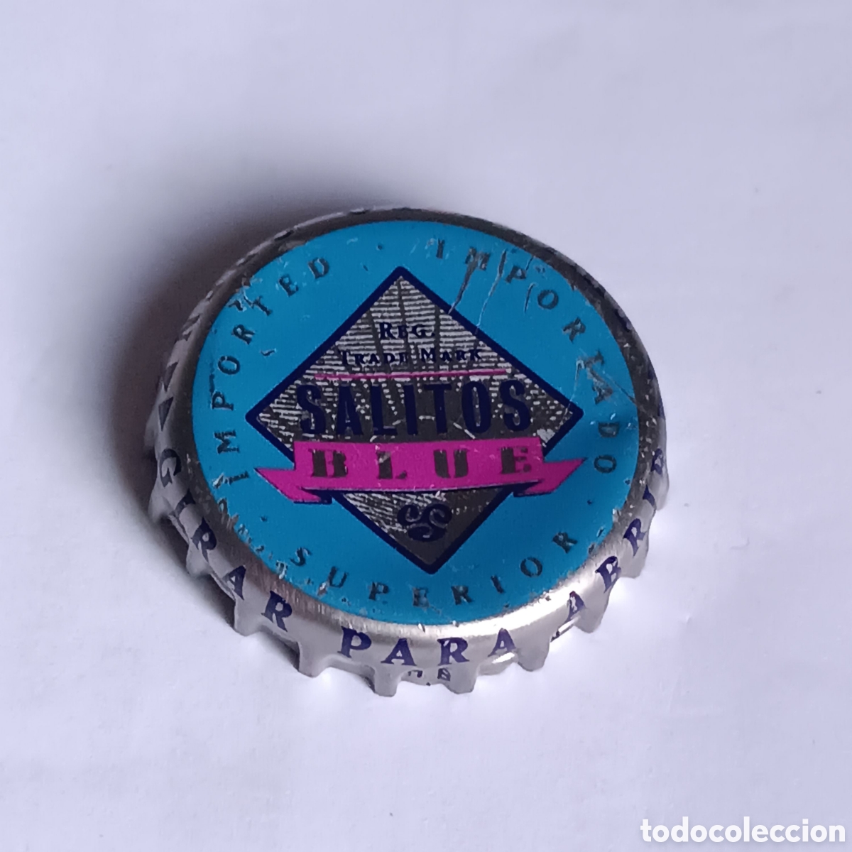 Coleccionismo de cervezas: Chapa de cerveza alemana Salitos Blue.