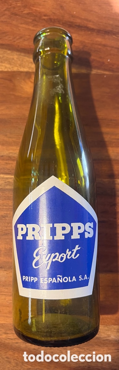 Coleccionismo de cervezas: Antigua botella cerveza Pripps export quinto cristal verde serigrafia
