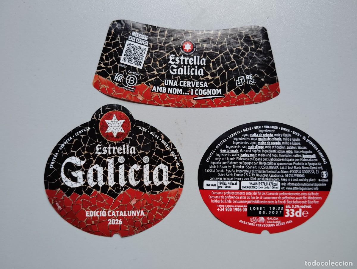 Coleccionismo de cervezas: ETIQUETA DE CERVEZA ESPA&Ntilde;A ESTRELLA GALICIA EDICI&Oacute; CATALUNYA 2026. USADA