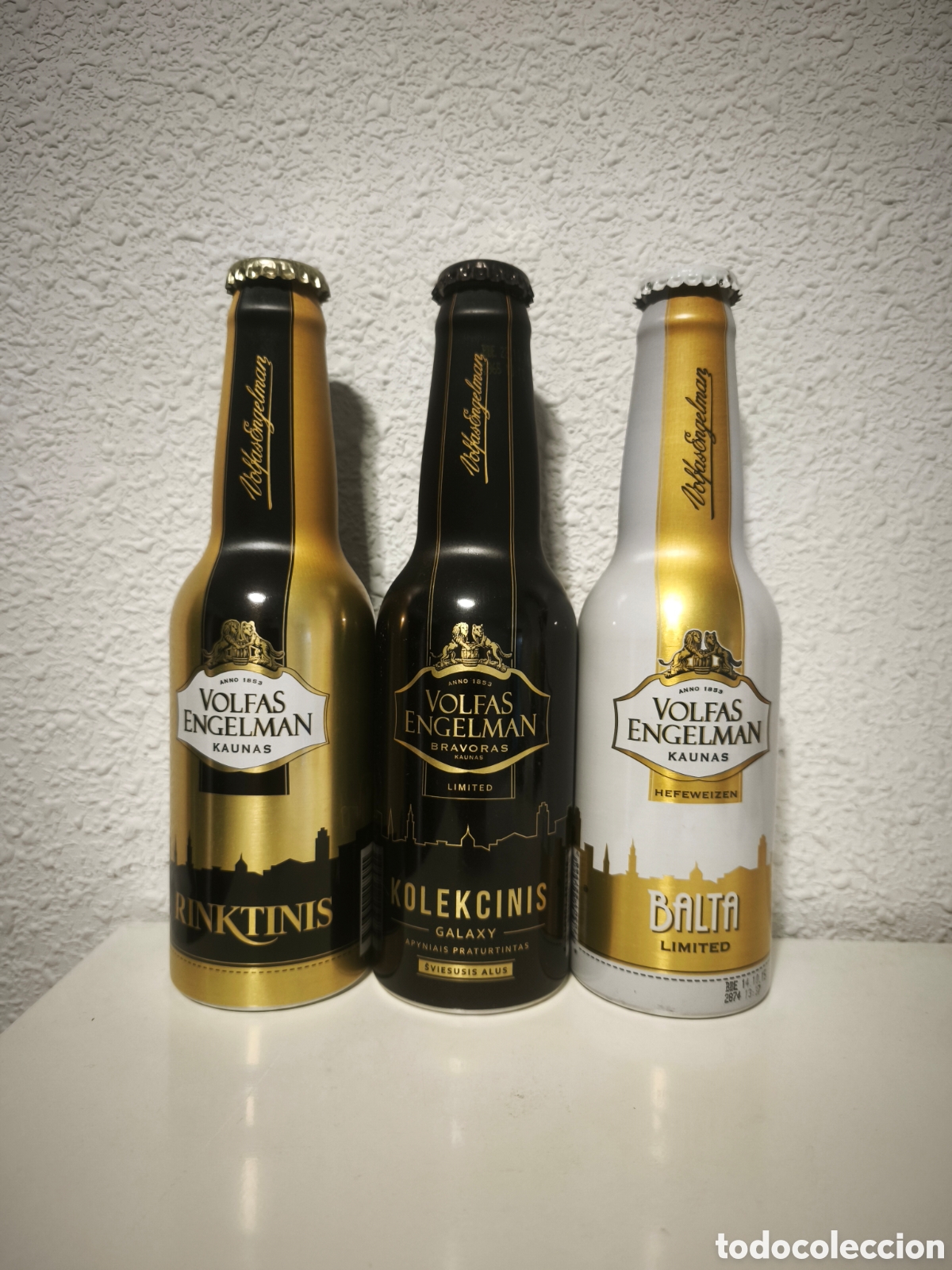 Coleccionismo de cervezas: Botellas cerveza aluminio Volfas Engelman