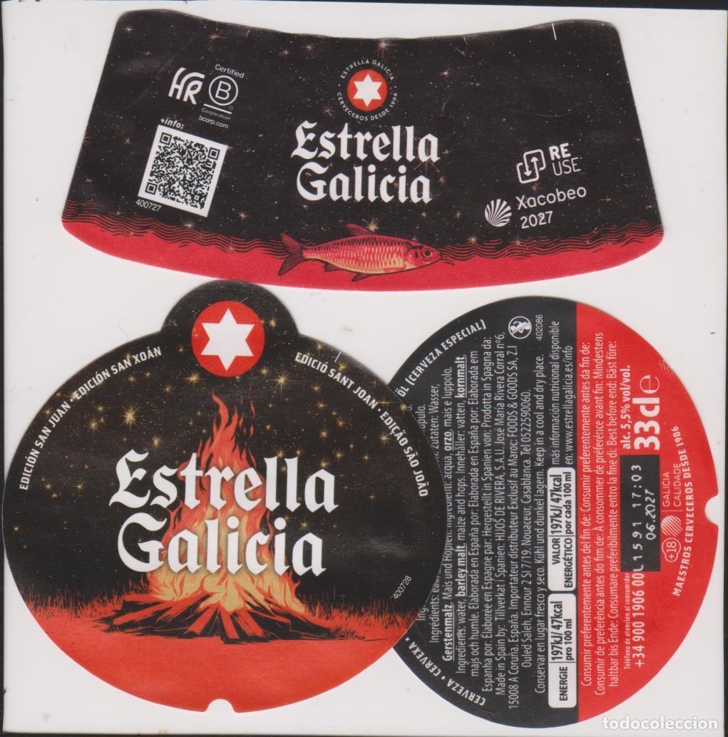 Coleccionismo de cervezas: etiqueta cerveza ESTRELLA GALICIA SAN JUAN 2026 33cl beer labels bier birra SOY.YO