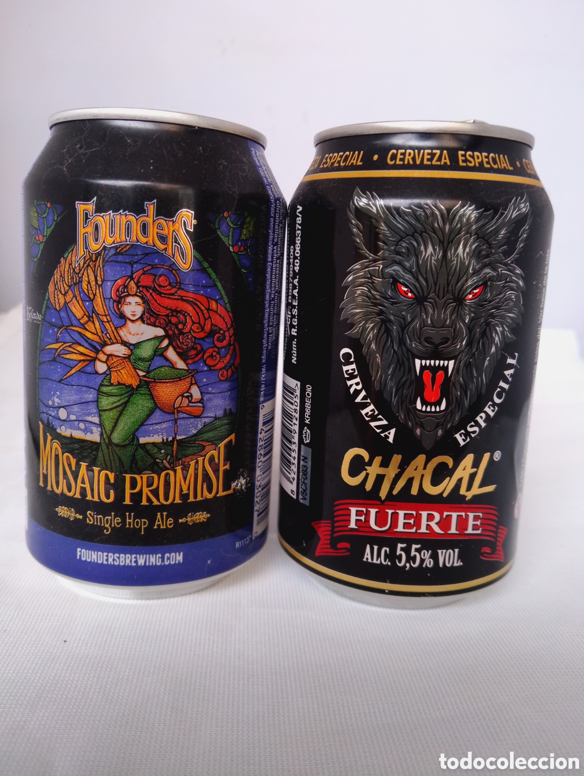 Coleccionismo de cervezas: 2 Latas Mosaico y Chaval VAC&Iacute;AS