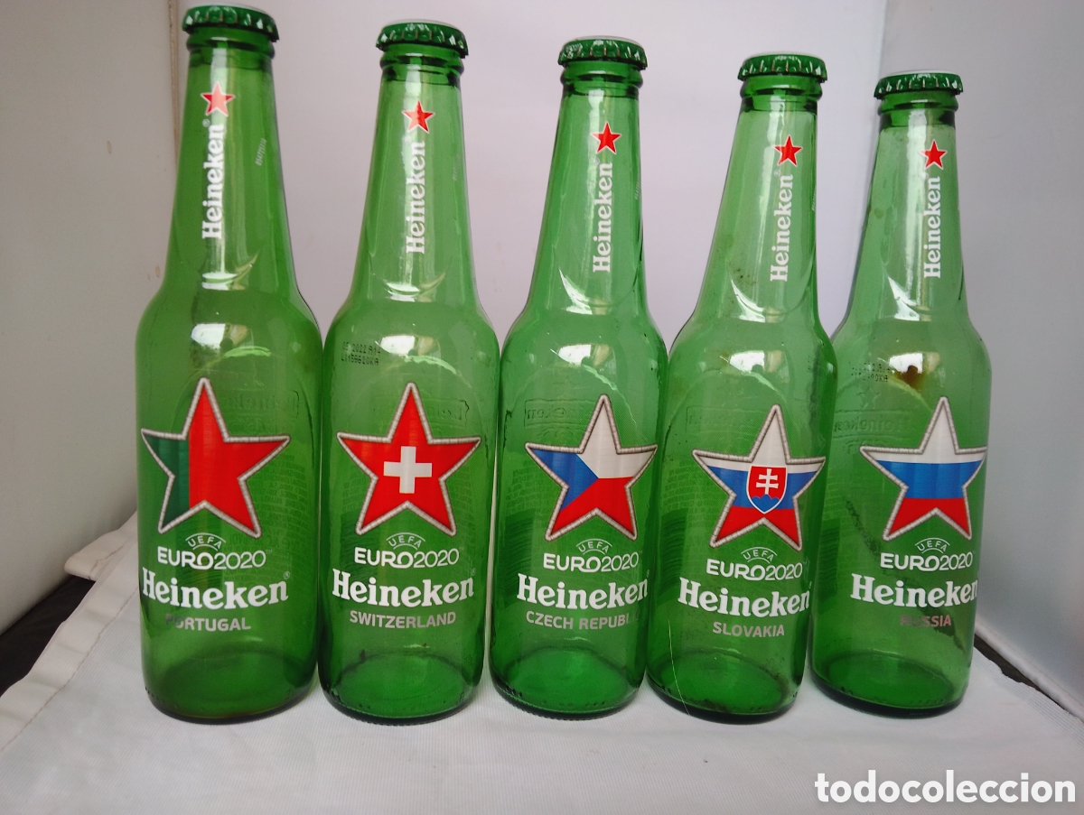 Coleccionismo de cervezas: 5x Botellas UEFA EURO 2020 HEINEKEN