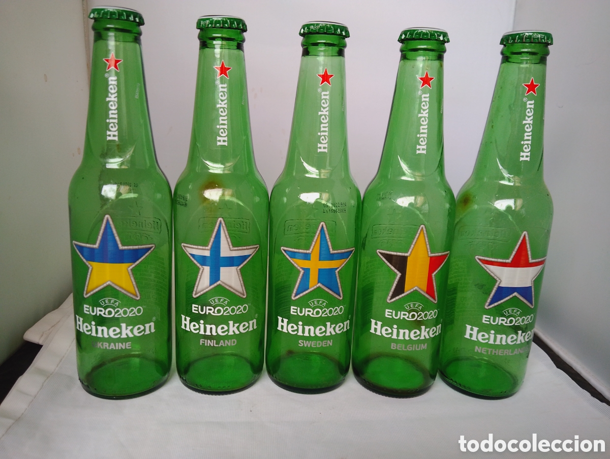 Coleccionismo de cervezas: 5x Botellas Heineken UEFA EURO2020