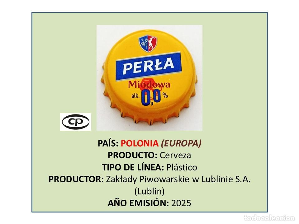Coleccionismo de cervezas: TAPON CORONA CAPSULA CHAPA CERVEZA PERLA MIODOWA 0,0% Alc. (POLONIA)