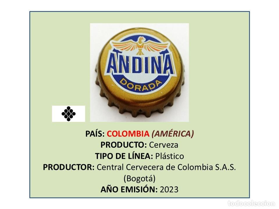 Coleccionismo de cervezas: TAPON CORONA CAPSULA CHAPA CERVEZA ANDINA DORADA (COLOMBIA)