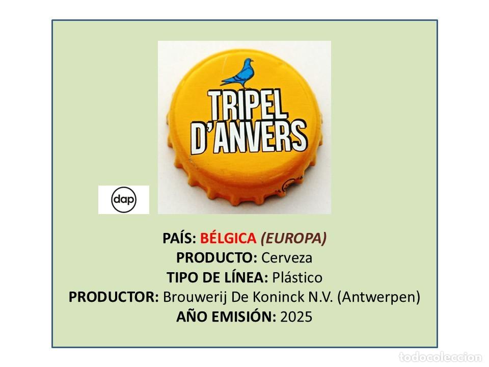 Coleccionismo de cervezas: TAPON CORONA CAPSULA CHAPA CERVEZA TRIPEL D'ANVERS (B&Eacute;LGICA)