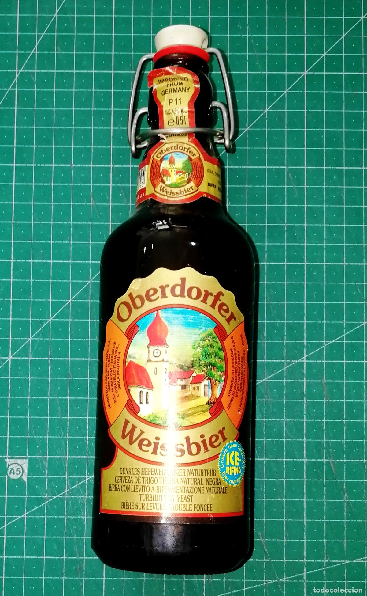 Coleccionismo de cervezas: BOTELLA CERVEZA. OBERDORFER WEISSBIER. Trigo. Turbia natural negra. Tap&oacute;n oscilante.- Alemania 90s