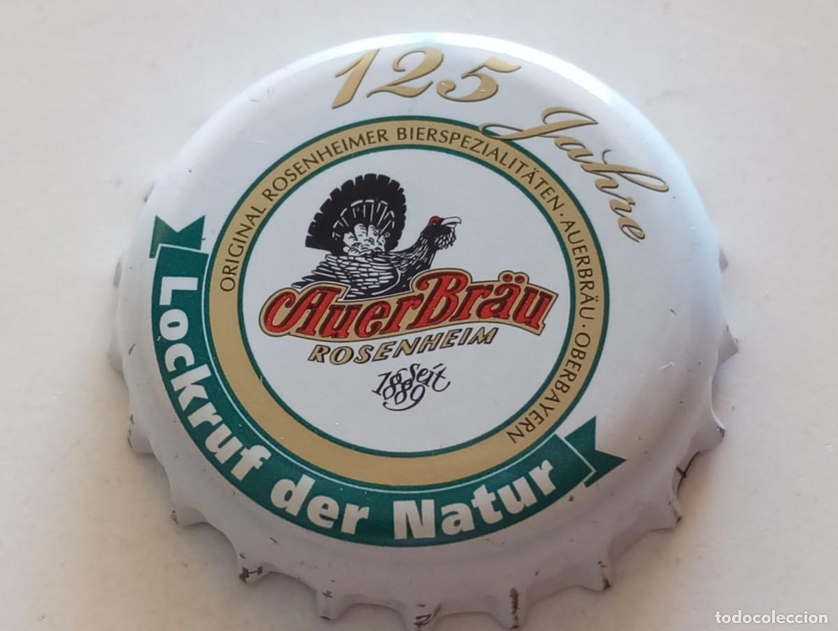 Coleccionismo de cervezas: Chapa tap&oacute;n corona de la cerveza alemana AUER BR&Auml;U LOCKRUF DER NATUR 125 JAHRE - ROSENHEIM