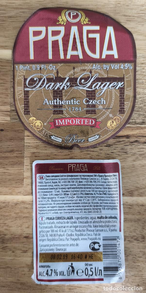 Coleccionismo de cervezas: ETIQUETA CERVEZA - PRAGA DARK LAGER - Rep&uacute;blica Checa