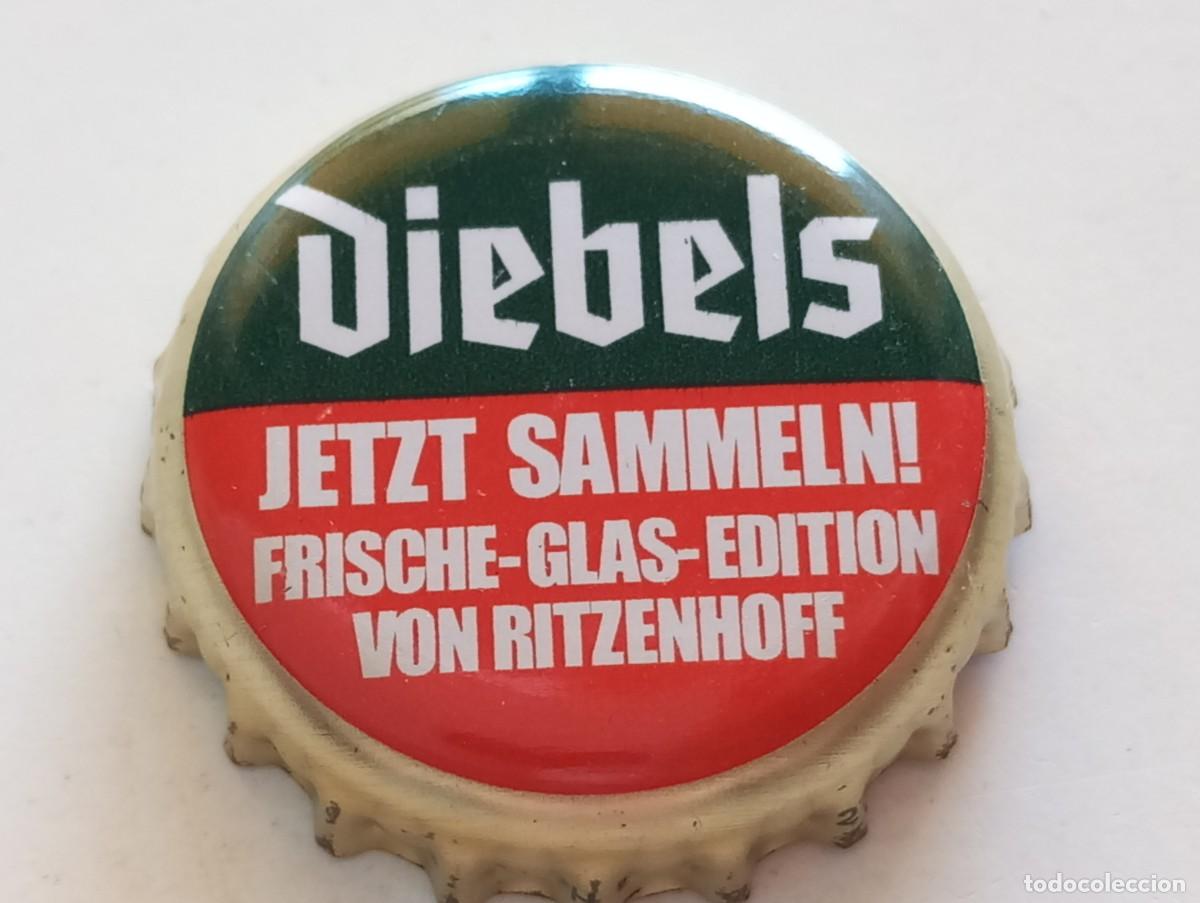 Coleccionismo de cervezas: Chapa tap&oacute;n corona de la cerveza alemana DIEBELS JETZT SAMMELN! FRISCHE-GLAS-EDITION VON RITZENHOFF