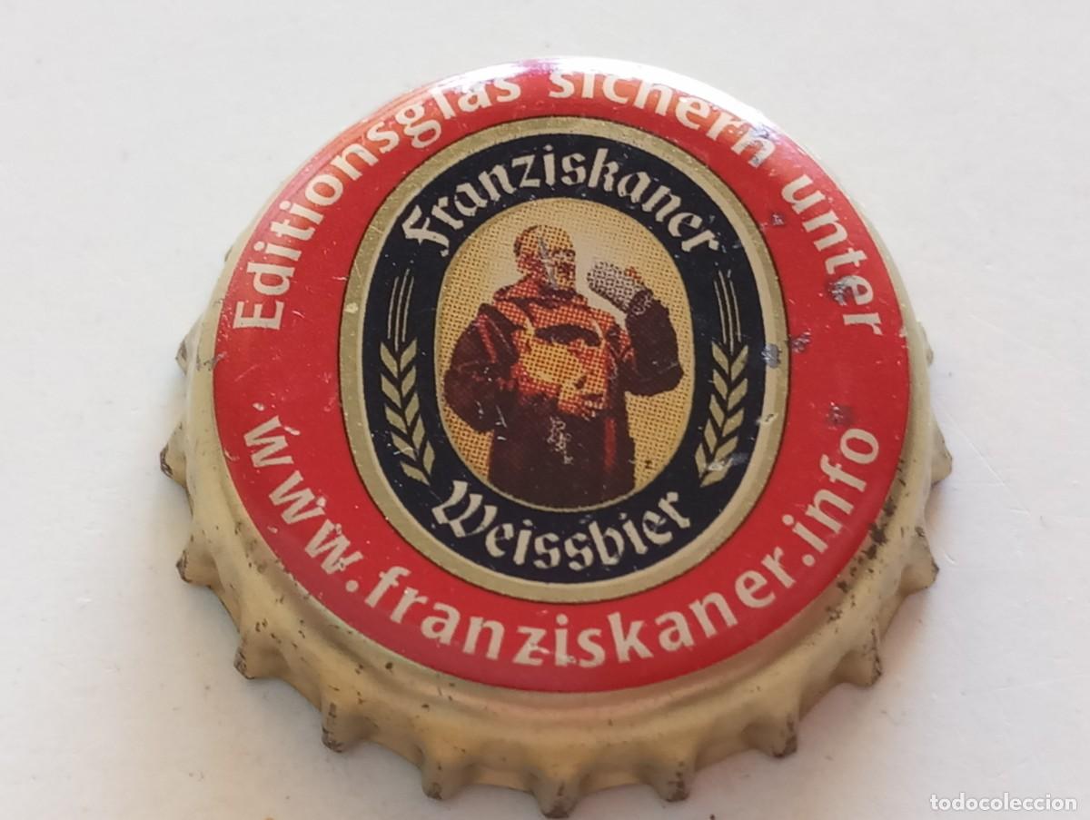 Coleccionismo de cervezas: Chapa tap&oacute;n corona de la cerveza alemana FRANZISKANER WEISSBIER EDITIONSGLAS SICHERN UNTER