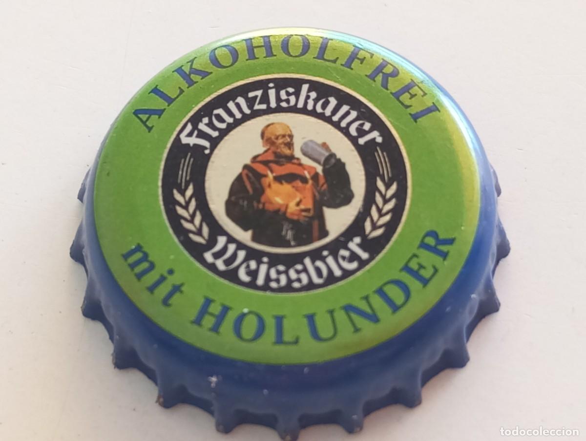 Coleccionismo de cervezas: Chapa tap&oacute;n corona de la cerveza alemana FRANZISKANER WEISSBIER ALKOHOLFREI MIT HOLUNDER