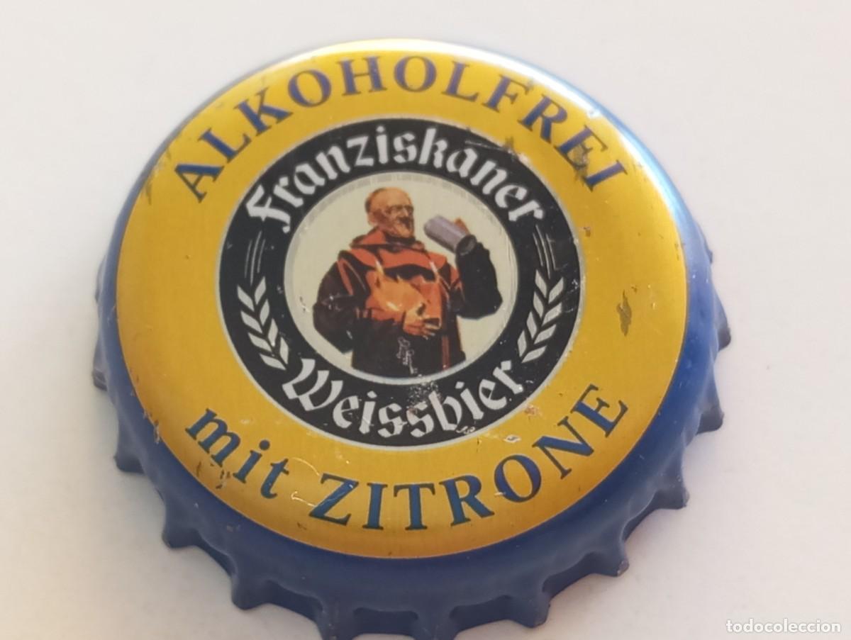 Coleccionismo de cervezas: Chapa tap&oacute;n corona de la cerveza alemana FRANZISKANER WEISSBIER ALKOHOLFREI MIT ZITRONE