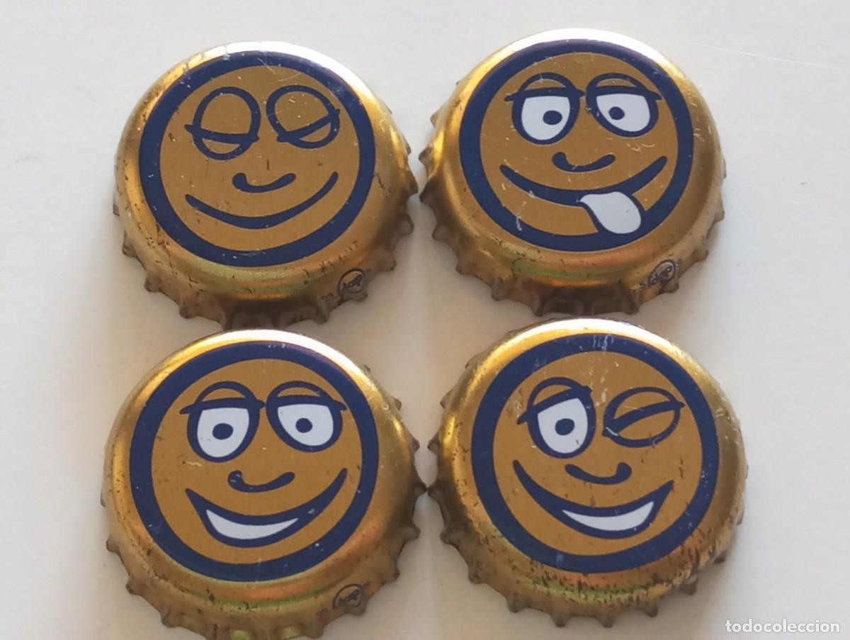 Coleccionismo de cervezas: SET COMPLETO de 4 chapas de la cerveza alemana GAFFEL K&Ouml;LSCH (serie SMILIES -emoticonos-, a&ntilde;o 2007)