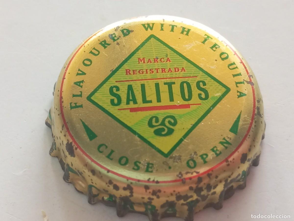 Coleccionismo de cervezas: Chapa tap&oacute;n corona de la cerveza alemana SALITOS FLAVOURED WITH TEQUILA (CLOSE - OPEN)
