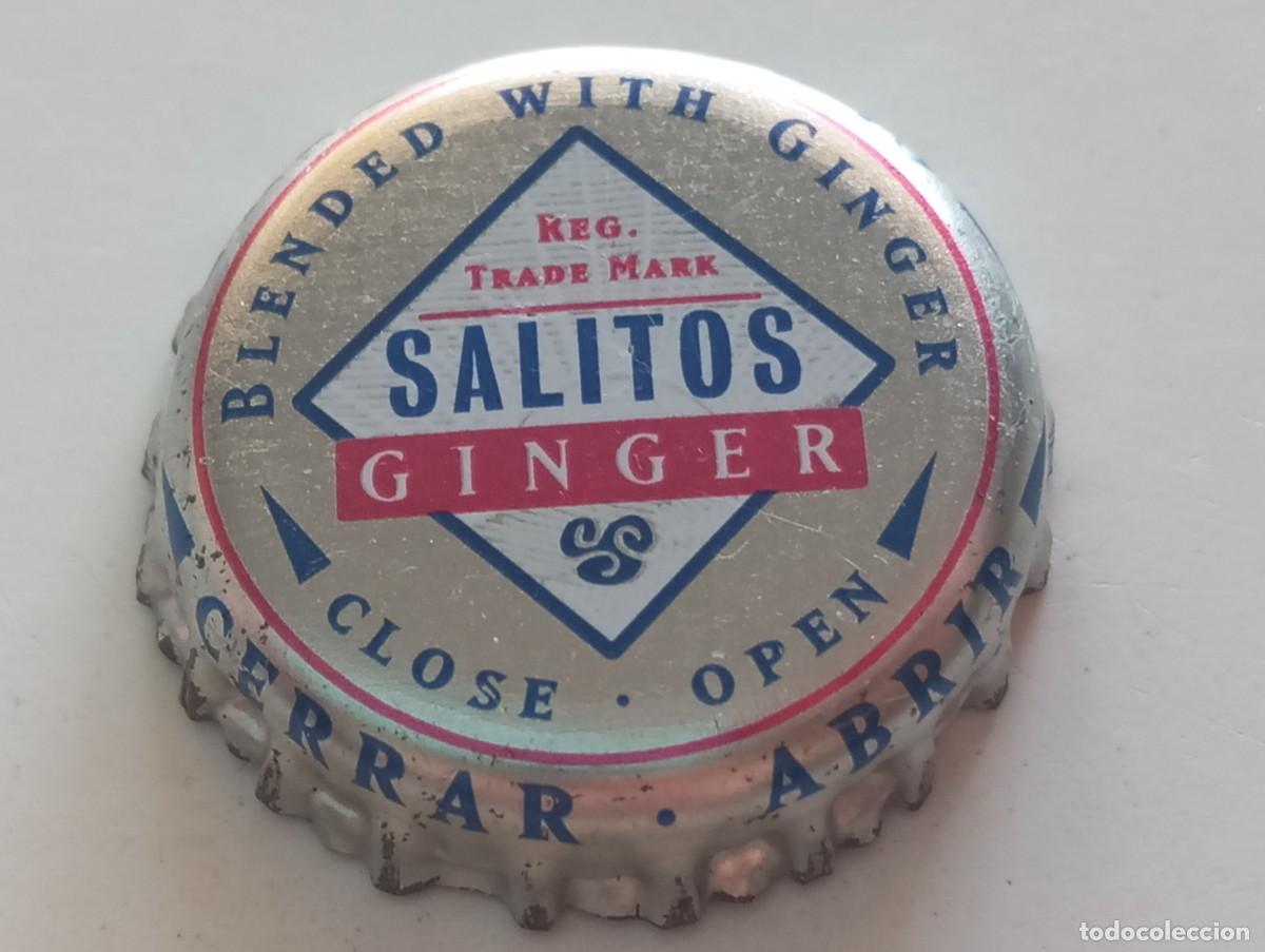 Coleccionismo de cervezas: Chapa tap&oacute;n corona de la cerveza alemana SALITOS GINGER FLAVOURED WITH GINGER (CLOSE - OPEN)