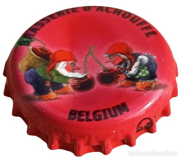 Coleccionismo de cervezas: Belgica Capsule Bi&egrave;re Beer Crown Cap Brasserie d'Achouffe Cherry Chouffe RP801 tap&oacute;n corona
