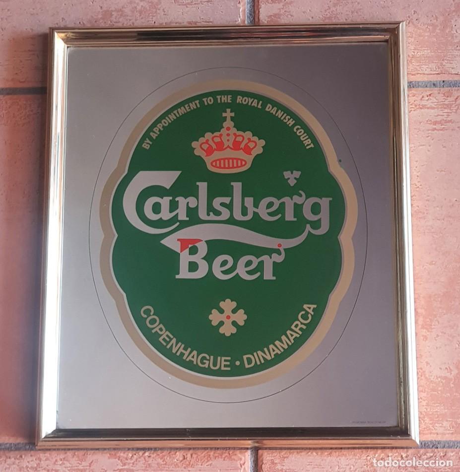 Coleccionismo de cervezas: Espejo Publicitario Vintage Carlsberg Beer