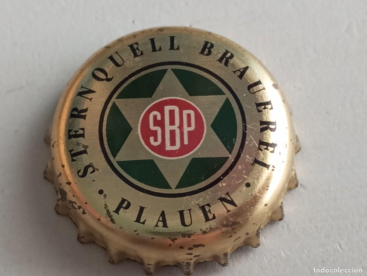 Coleccionismo de cervezas: Chapa tap&oacute;n corona de la cerveza alemana STERNQUELL BRAUEREI - PLAUEN (dorada)